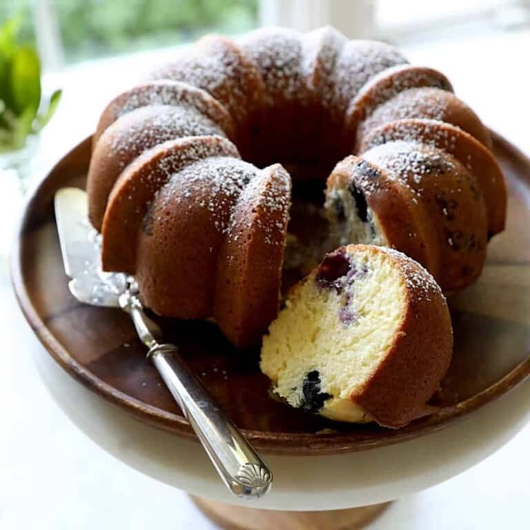 Lemon Blueberry Bundt Cake-No Mixer Needed!