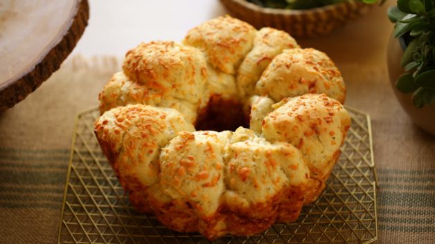 Savory Monkey Bread From Scratch cooling on a cooling rack