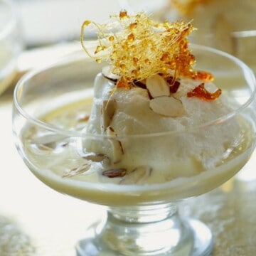 Ile Flottante in a Footed Glass Dish