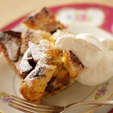 Panetonne Bread Pudding on a Plate