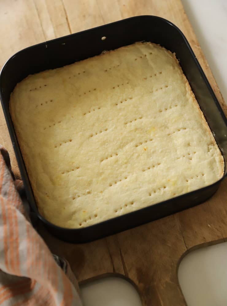 Shortbread Crust baked and golden brown.