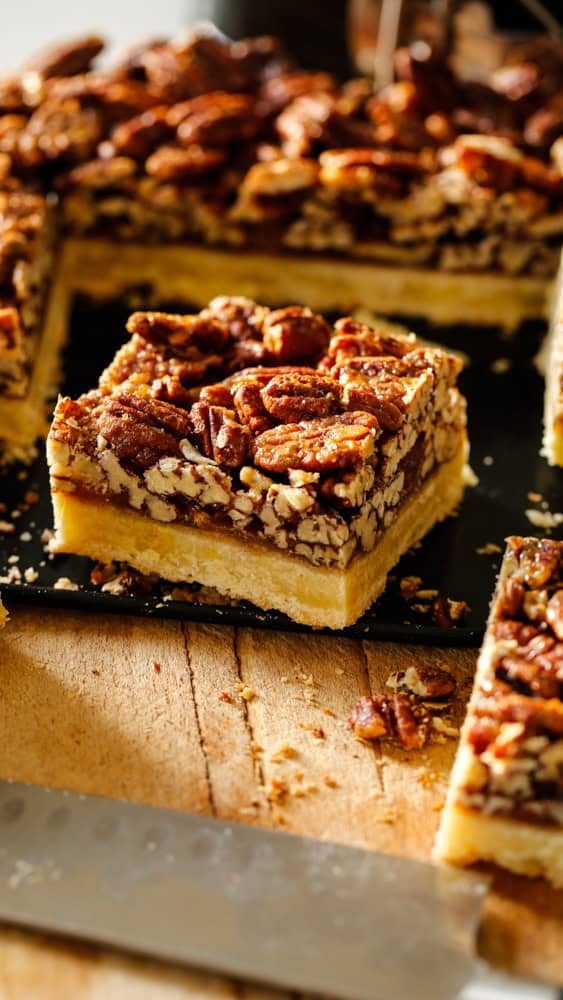 A dessert bar with pecans and shortbread crust.
