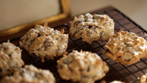 Baked cookies cooling on a cookie rack