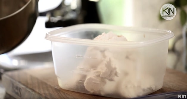 whipped cream placed in plastic container