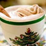 Close up of GIngerbread Whippped Cream in a Christmas Cup