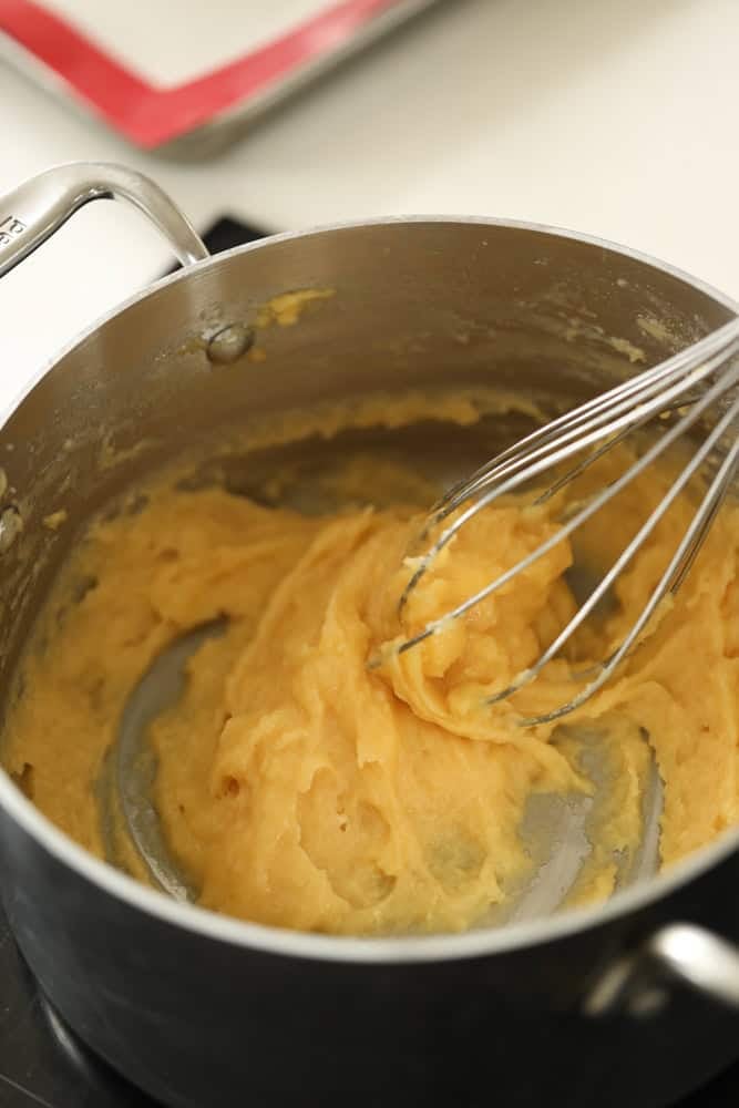 what choux pastry looks like after the eggs.