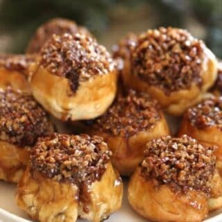 Sticky Buns piled high on a platter ready to be served