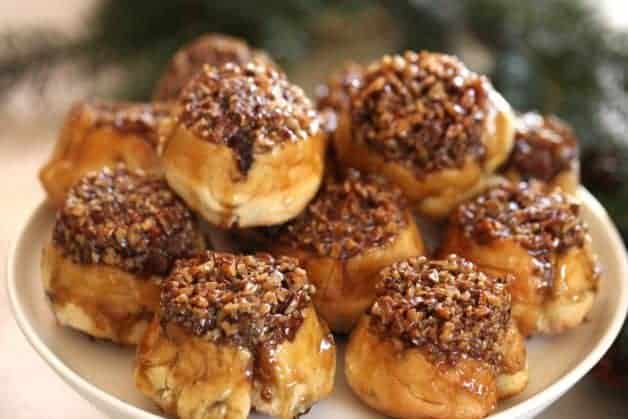 Sticky Buns piled high on a platter ready to be served