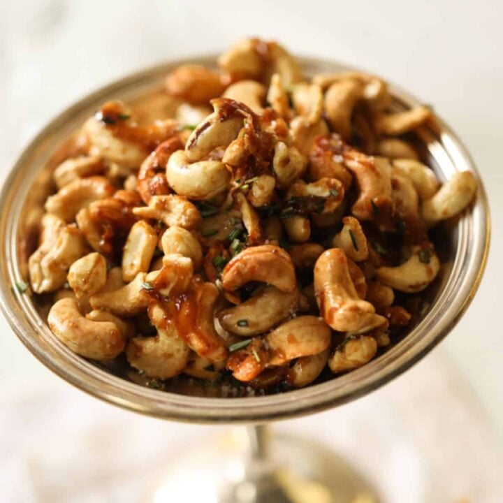 Honey Roasted Cashews in a Candy Dish
