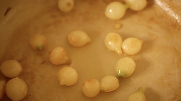 Pearl Onions carmelized in pot