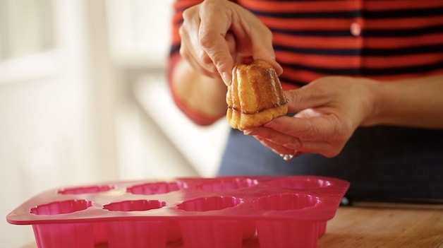 a squishy canele baked in a silicone mold