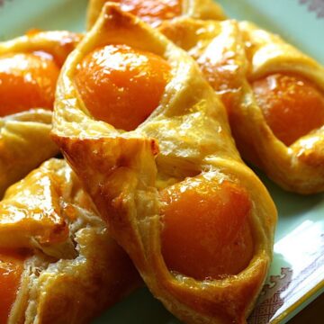 Apricot Pastries on a blue platter