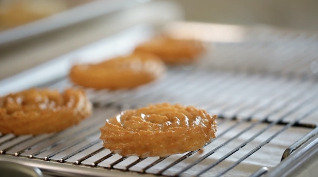 Deep Fried Churro Disk cooling on a cooling rack