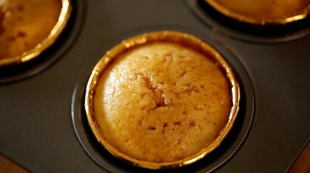 vanilla cupcake soaking up coffee mixture