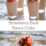 Strawberry Panna Cotta with Basil on a silver tray