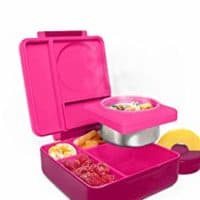 OmieBox Bento Box for Kids | Insulated and Leak Proof Lunch Box for Hot & Cold Food with Thermos Food Jar - 3 Compartments, Two Temperature Zones - (Pink Berry) (Single)