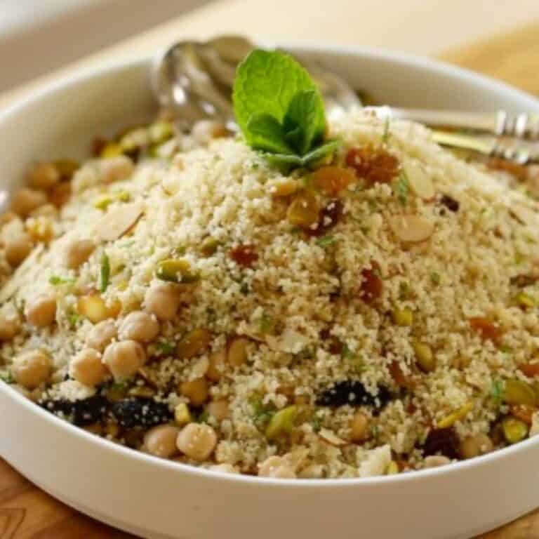 Couscous Salad with Dried Fruit, Chickpeas and Mint