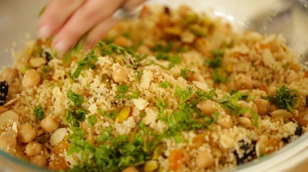 Couscous salad mixed together