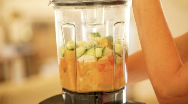 Blending up vegetables in a blender