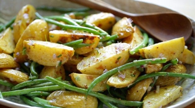 Close up detail of a No-Mayo Potato Salad Recipe