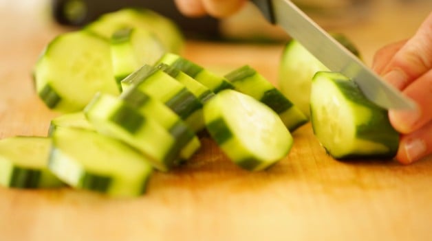 Sliced cucumbers with decorative stripes