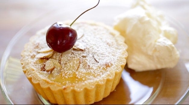 Cherry Bakewell Tart Recipe with cherry on top