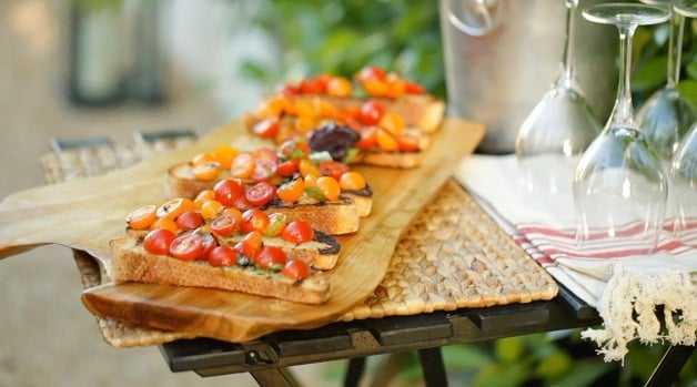 Cherry Tomato Bruschetta on cutting board