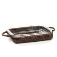The Basket Lady Wicker Casserole Basket, 4 Quart, Antique Walnut Brown