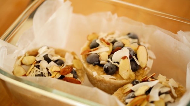 Frozen oatmeal cups in glass container