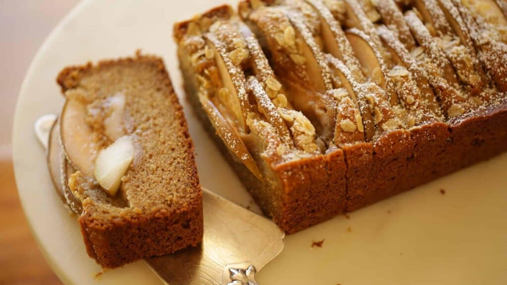 Fully baked spiced pear cake