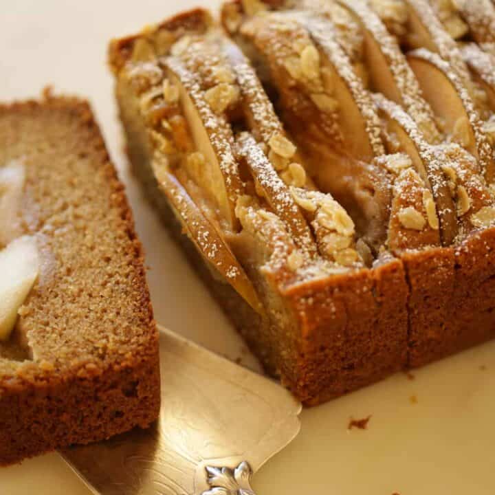 Fully baked spiced pear cake