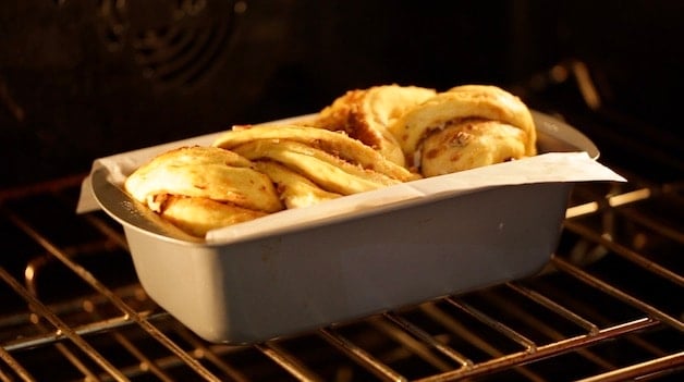 bread in oven to bake