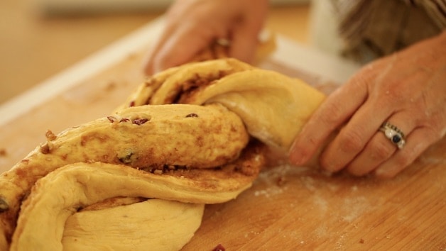 twisting dough into a braid