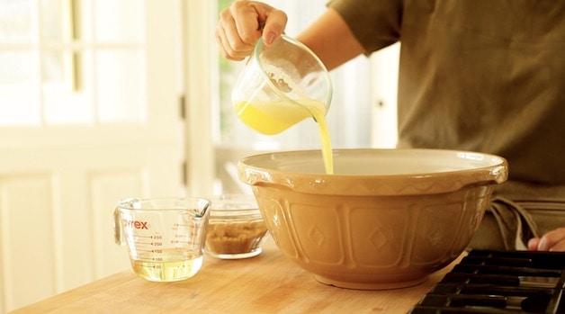 Pouring Melted Butter into a bowl