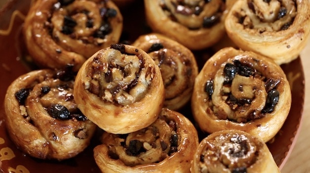 detail of the tops of sticky buns