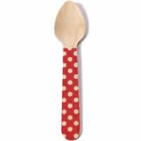 Simply Baked Disposable Yet Sturdy Wood Spoon, 3.5-Inch/Small, Scarlet Dot, 12-Pack, Great for Serving Solid Foods at Parties or Picnics