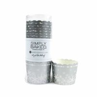 Simply Baked Set of 20 Large Holiday Baking Cups, Silver Snowflake
