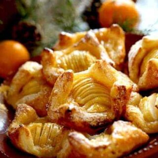 apple pastries on a terra cotta platter