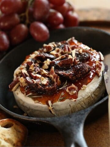 Baked Brie and Fig Jam in a Cast Iron Skillet
