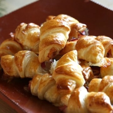 Mini Hame and Cheese Croissants on a Platter