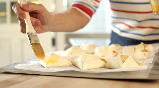 Brushing Egg Wash on Puff Pastry