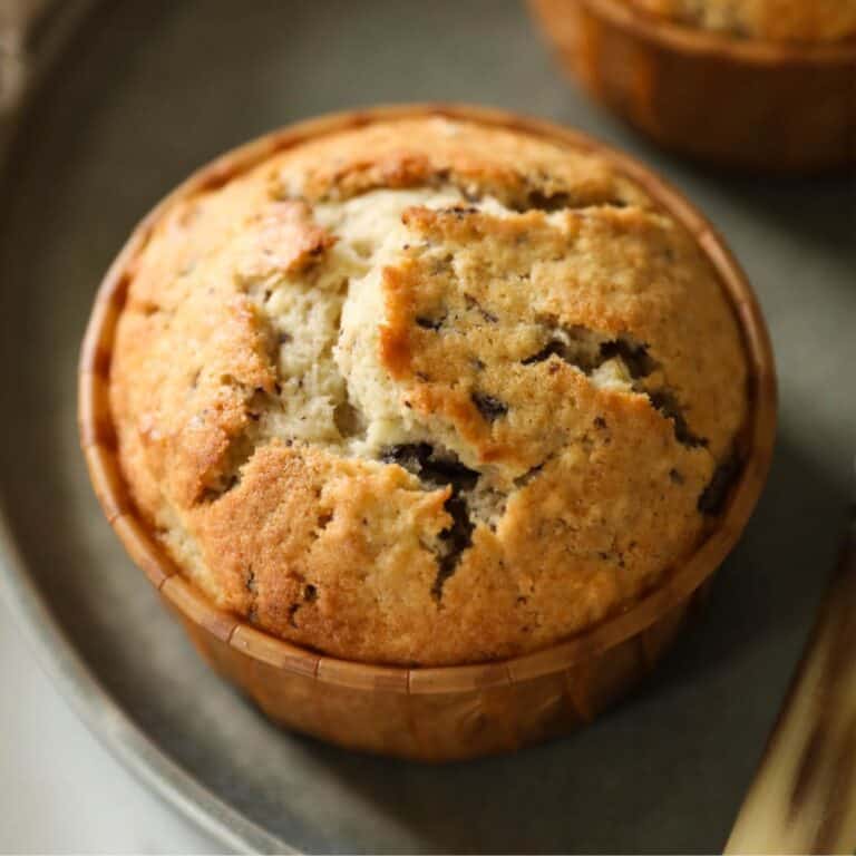 Close up of a Chocolate Chunk Banana Muffins