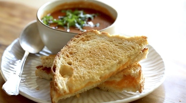 Air Fryer Grilled Cheese Sandwich with Tomato Soup