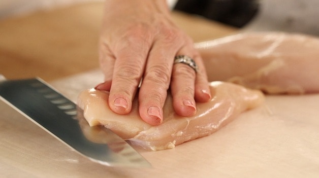Slicing a chicken breast