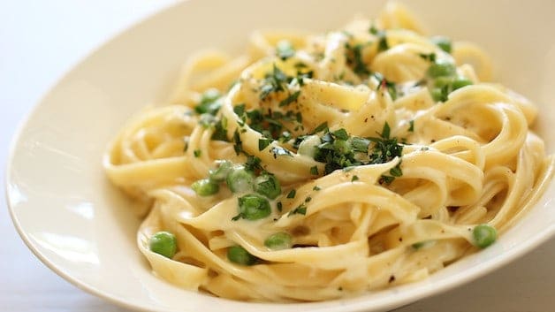 Fettuccine Alfredo with Peas