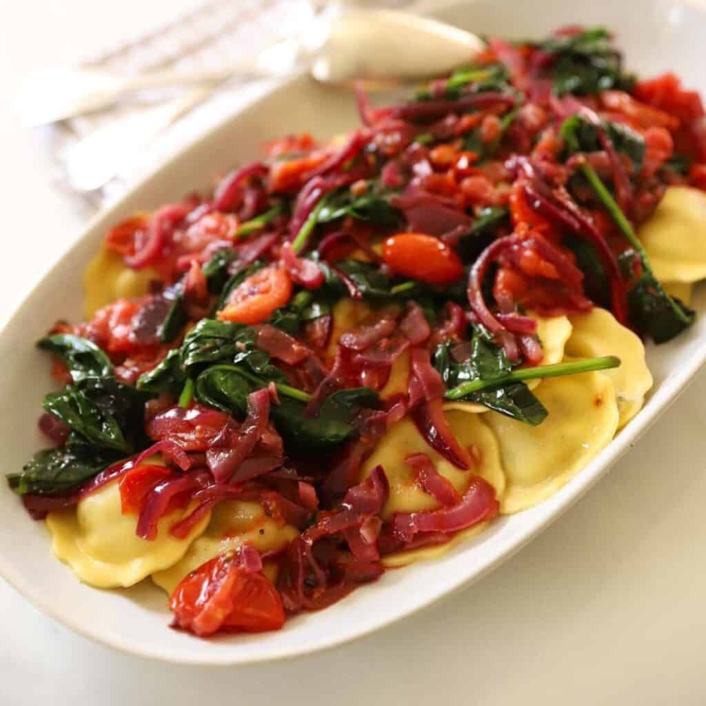 Spinach Ravioli with Vegetables
