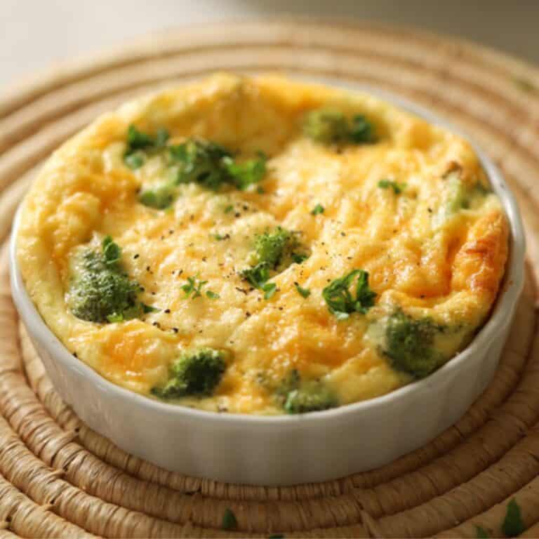 Air Fryer Quiche with broccoli and cheddar