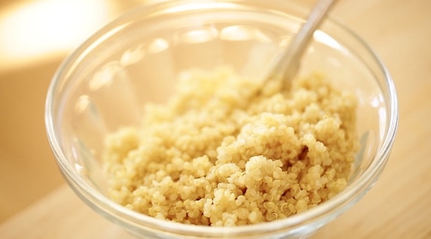Cooked Quinoa in a clear bowl