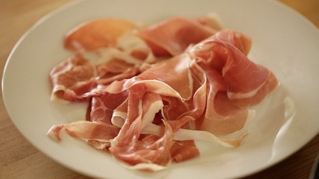 a plate of prosciutto