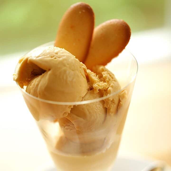 Salted Caramel Ice Cream in a Glass with Cookies